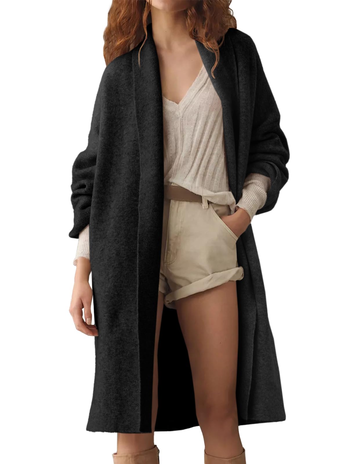 Womens Long Chunky Open Front Oversized Slouchy Knit Cardigan Sweaters(Buy 2 Free Shipping)