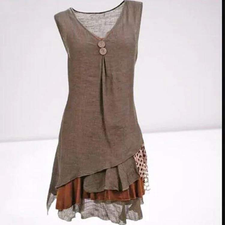 Casual Sleeveless Cotton-Blend Dresses