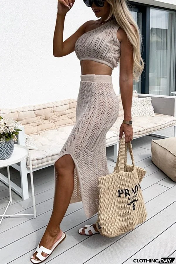 Saturday Surf One Shoulder Knit Cover-up Dress Set