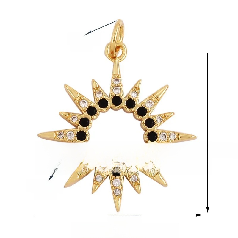 1 Piece 12 * 23mm 15*15mm 5*12mm Hole 5~5.9mm Half 925 Silver Zircon Sun Moon Pendant Jewelry Accessories