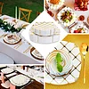 10 Pack | White/Gold 7" Plastic Square Salad Dessert Plates, Geometric Disposable Plates