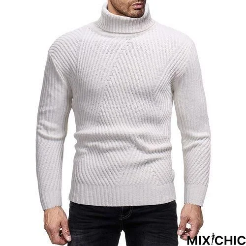 Men's Casual Sweater with High Round Neck