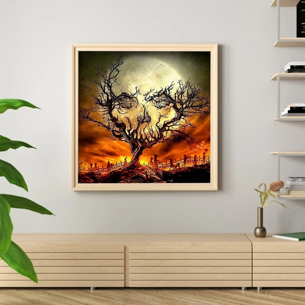 11CT Full Stamped Cross Stitch - Halloween Skeleton Head(Canvas|40*40CM)