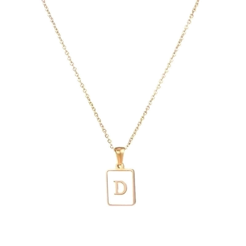 Vintage Style Letter Square 304 Stainless Steel Shell 18K Gold Plated Plating Inlay Pendant Necklace