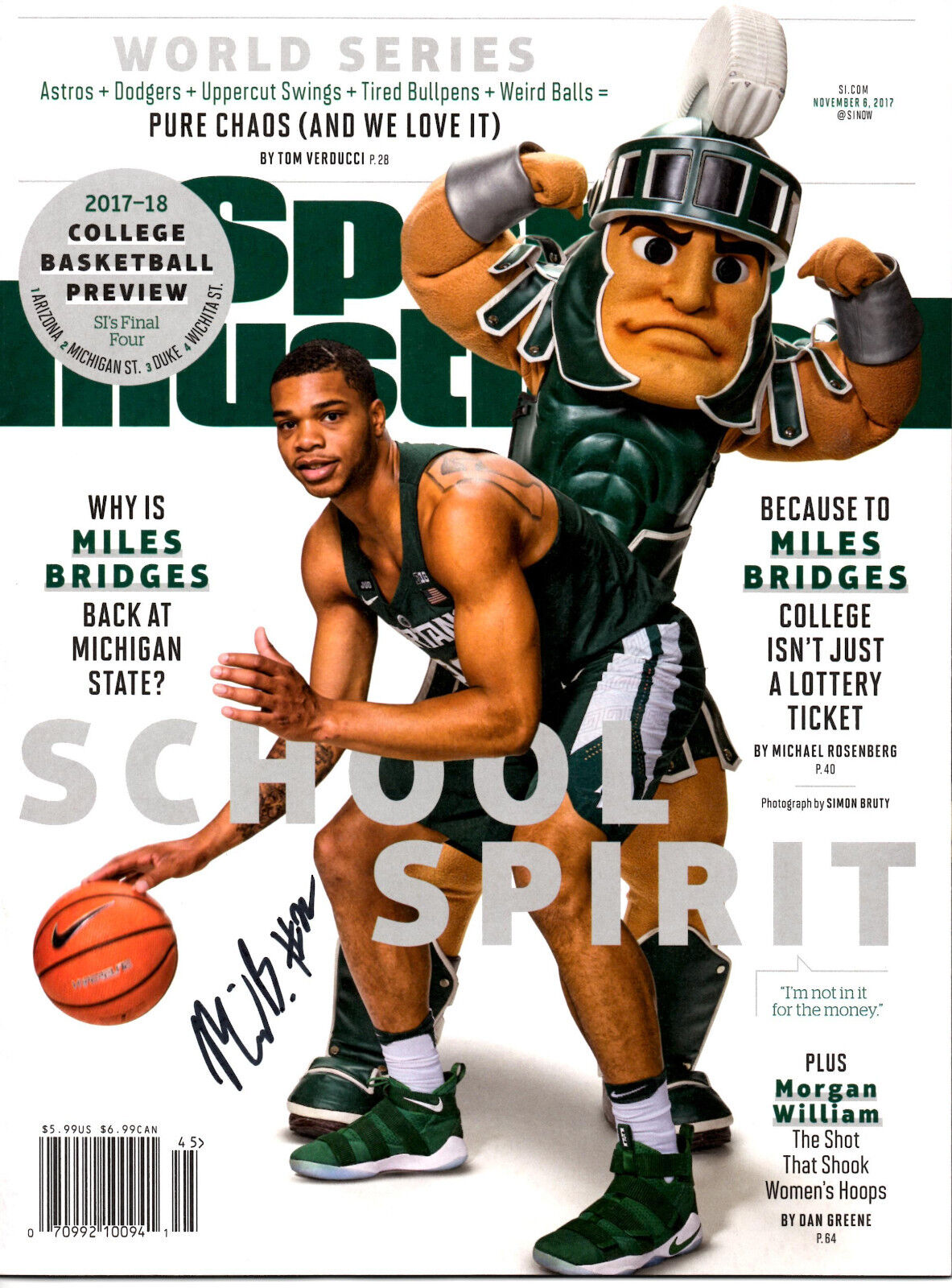 Miles Bridges MSU Reprinted autographed signed Sports Illustrated 8.5x11 Photo Poster painting