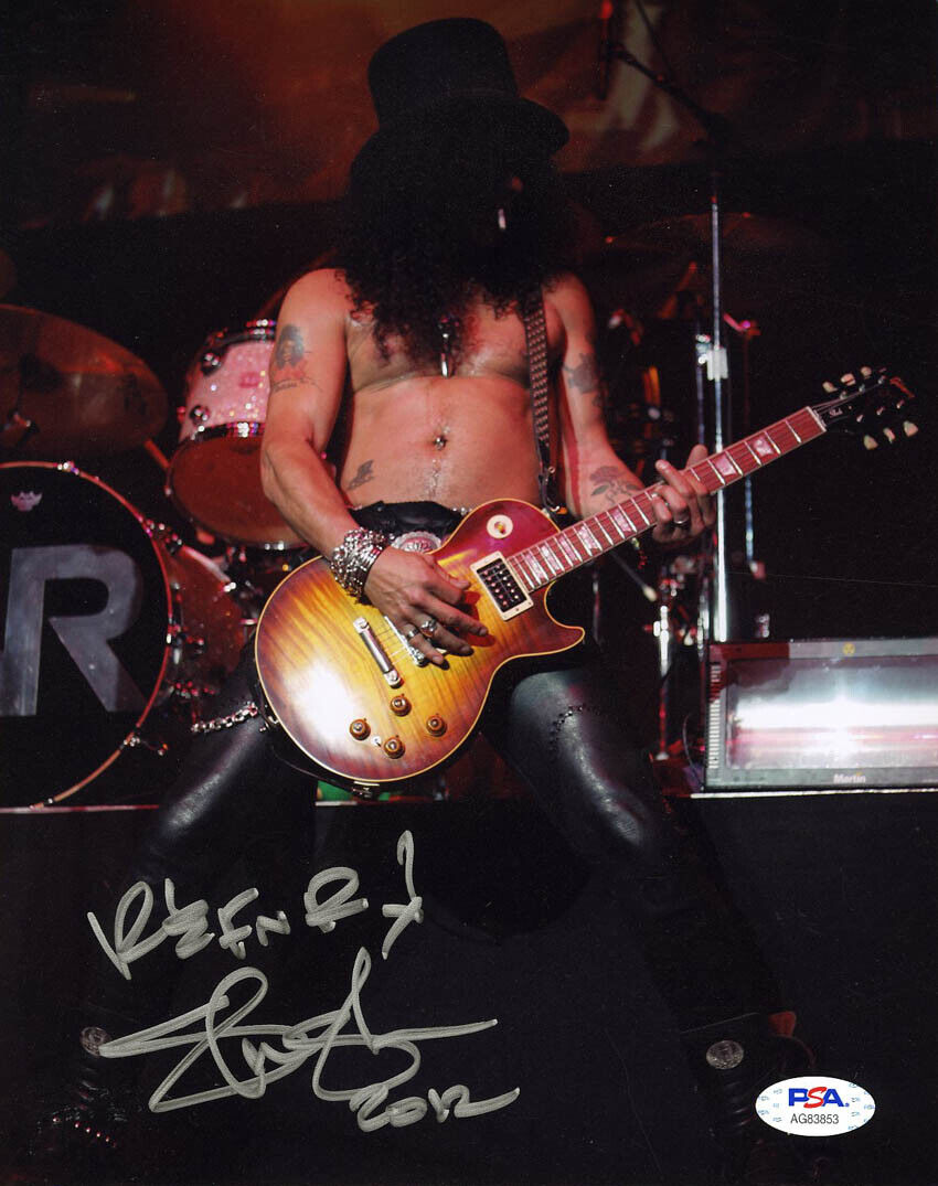 Slash SIGNED 8x10 Photo Poster painting Guns N' Roses Velvet Revolver GNR PSA/DNA AUTOGRAPHED