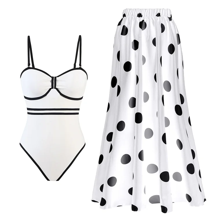 2025 European and American New One-Piece Swimsuit Covering Belly Thin Fashion Swimsuit round Skirt Suit Hot Sale Best-Selling in Stock