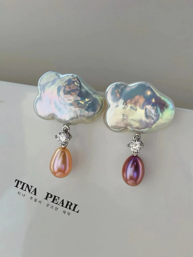 2024 tina pearls creative natural pearls cloudy earring 
