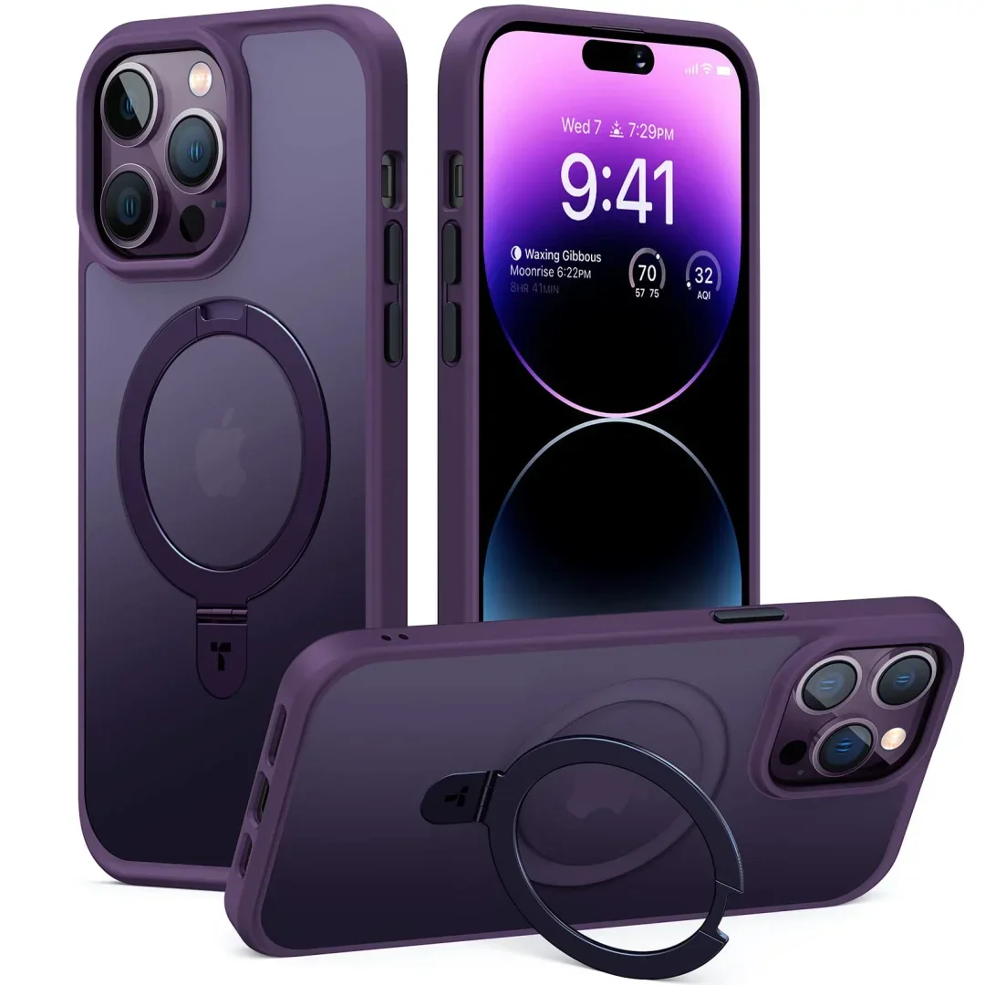 New Design Shockproof iPhone 15 Case Compatible with MagSafe (with Stand)