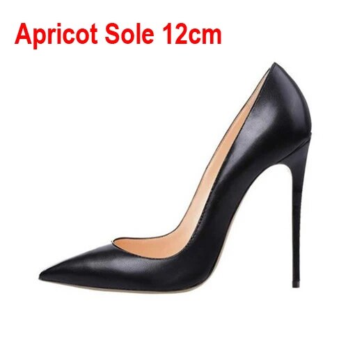 Classical Matte Black Pumps Woman High Heels Shoes 12cm Stilettos PU Leather Wedding Pointed Toe Shoes
