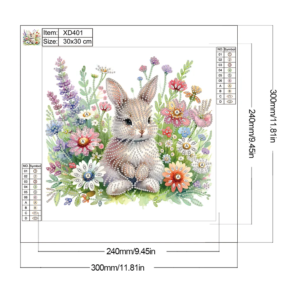 Diamond Painting - Partial Special Shaped Drill - Flowers Rabbit(Canvas|30*30cm)