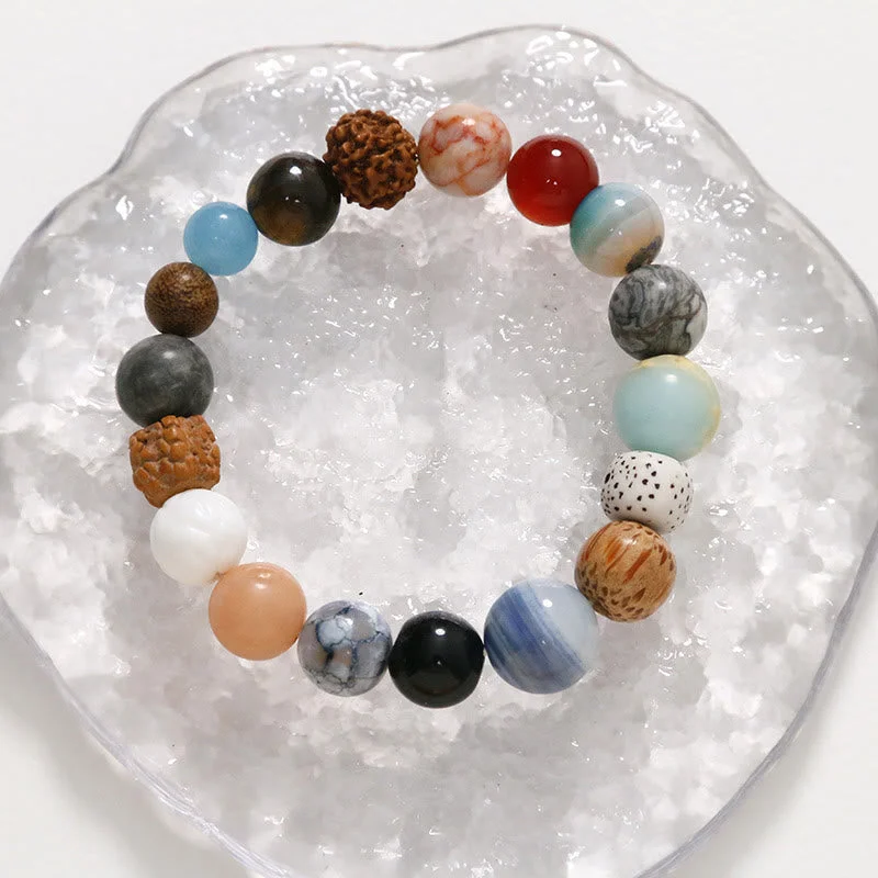 Natural Bodhi Seed Crystal Stone Agate Keep Away Evil Spirits Bracelet