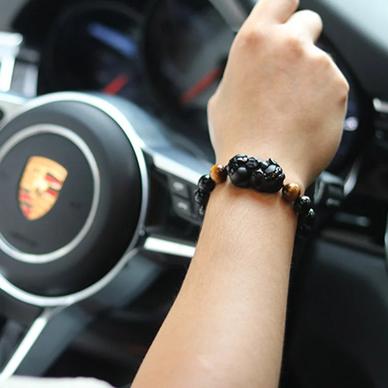 FengShui PiXiu Rainbow Obsidian Tiger Eye Wealth Bracelet
