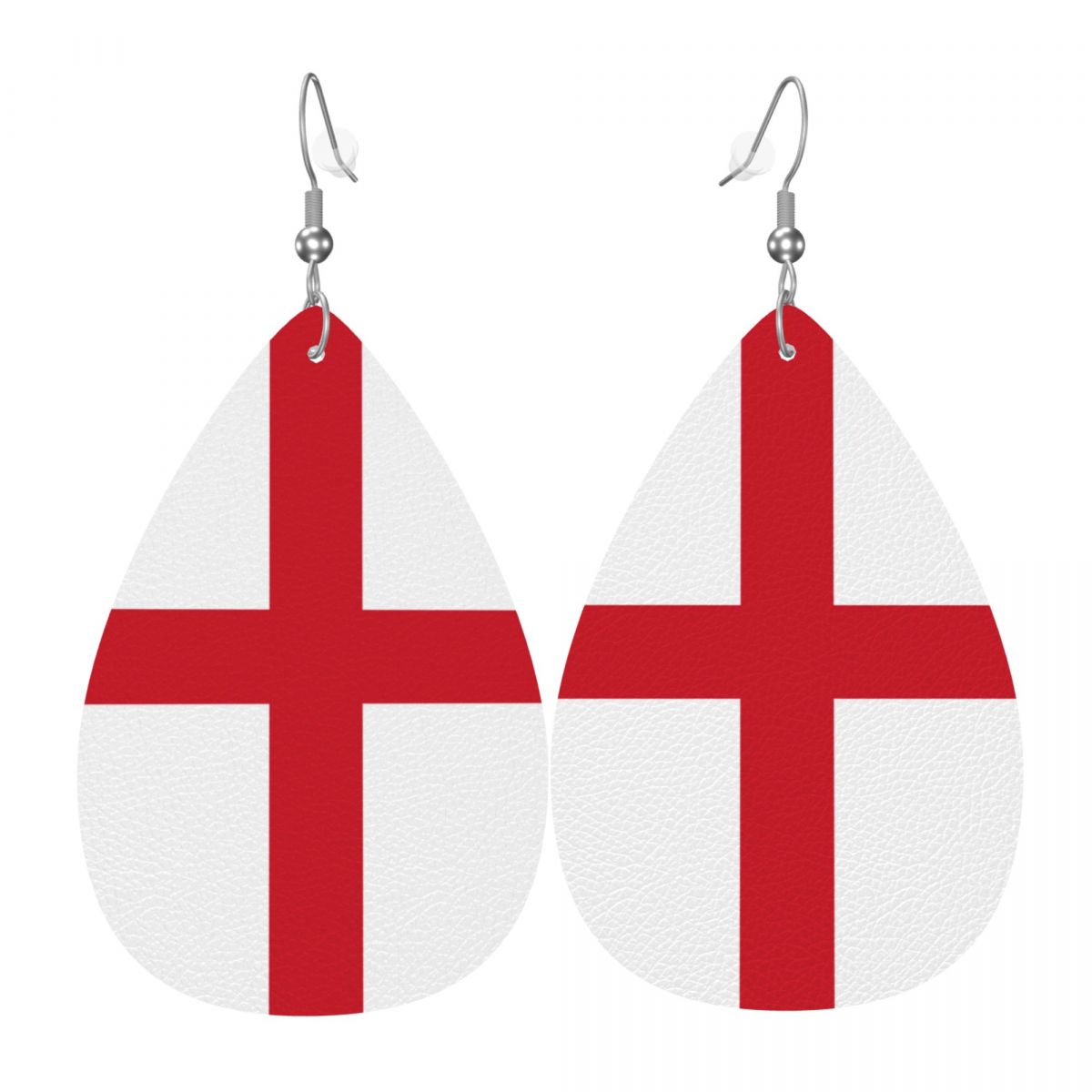 England Flag Teardrop Lightweight Leather Earrings