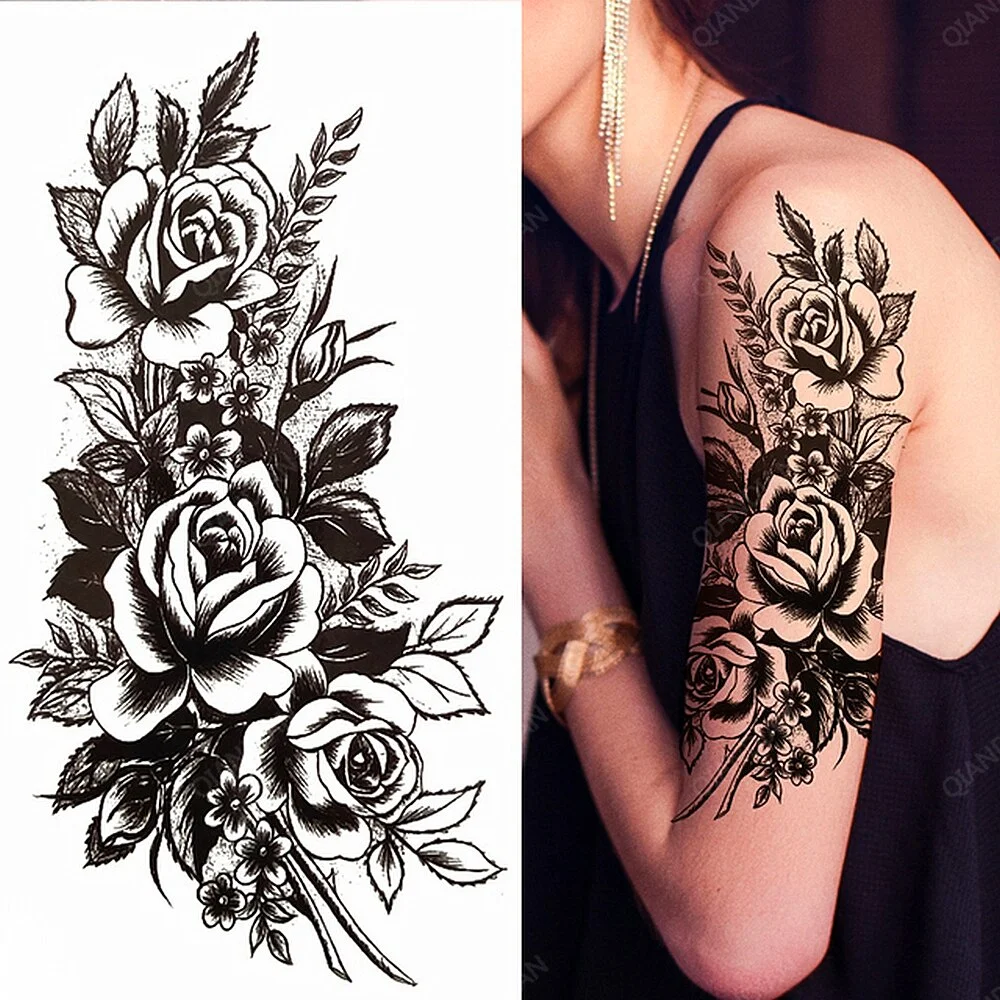 1pc Flower Women Waterproof Temporary Tattoos Fake Stickers Arm Sleeves Art Sexy Transfer Washable