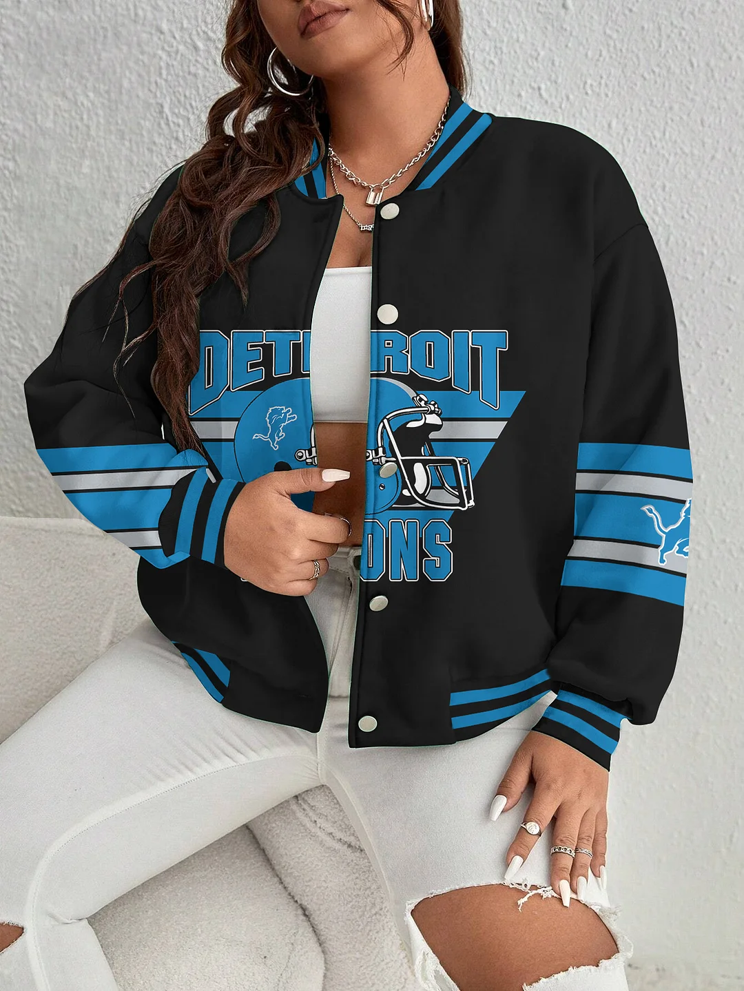 Detroit Lions Women's Long Pass Full- Snap Casual Jacket
