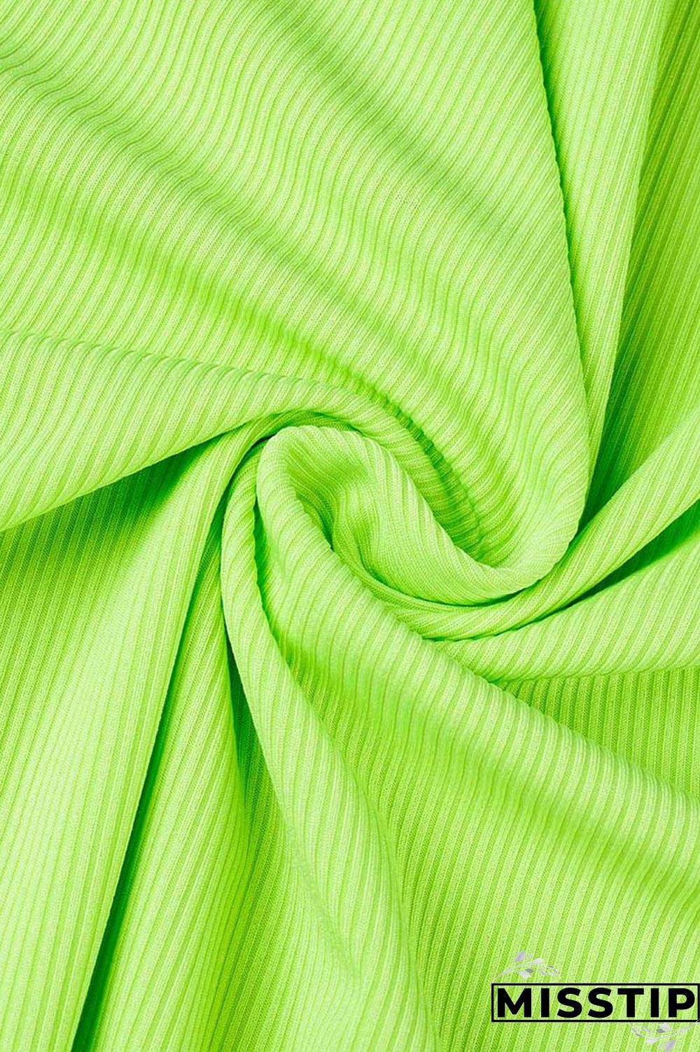 Fluorescent Green Sexy Solid Basic U Neck Vest Dress Dresses
