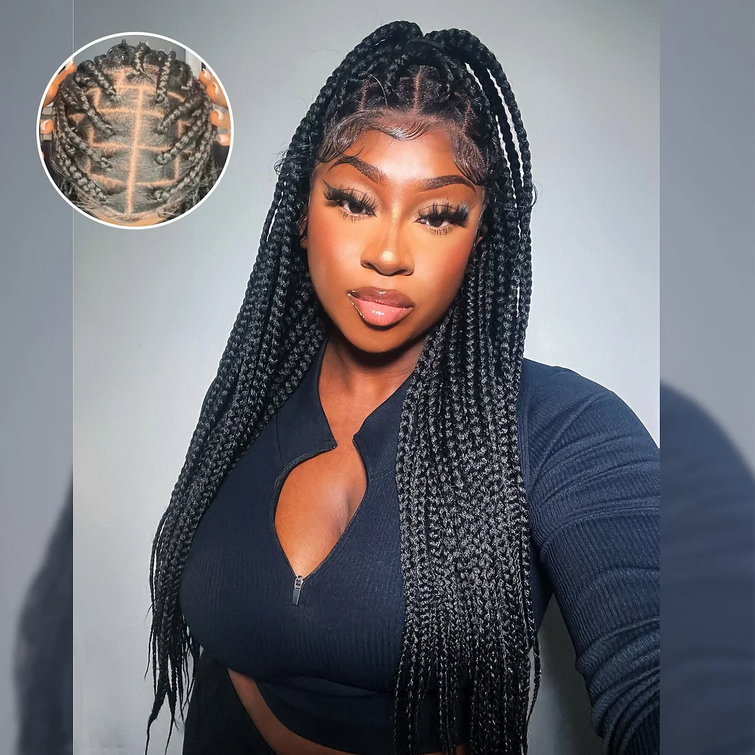 WeQueen Box Braided Large Braids Knotless Lace Front Wigs