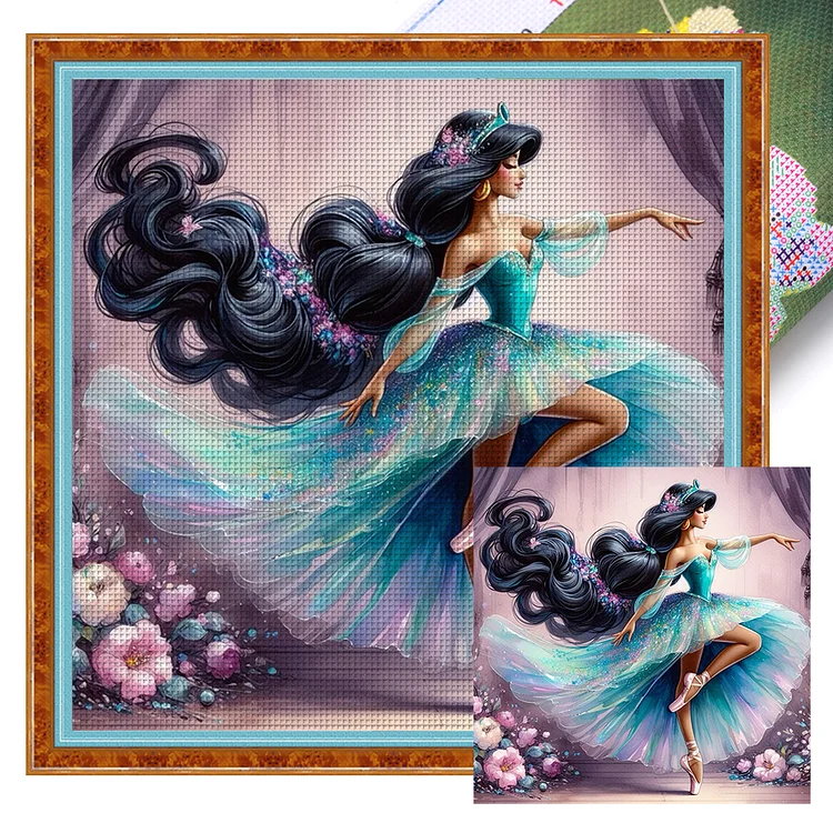 【Huacan Brand】Disney Dancing Princess Jasmine 11CT Stamped Cross Stitch 40*40CM