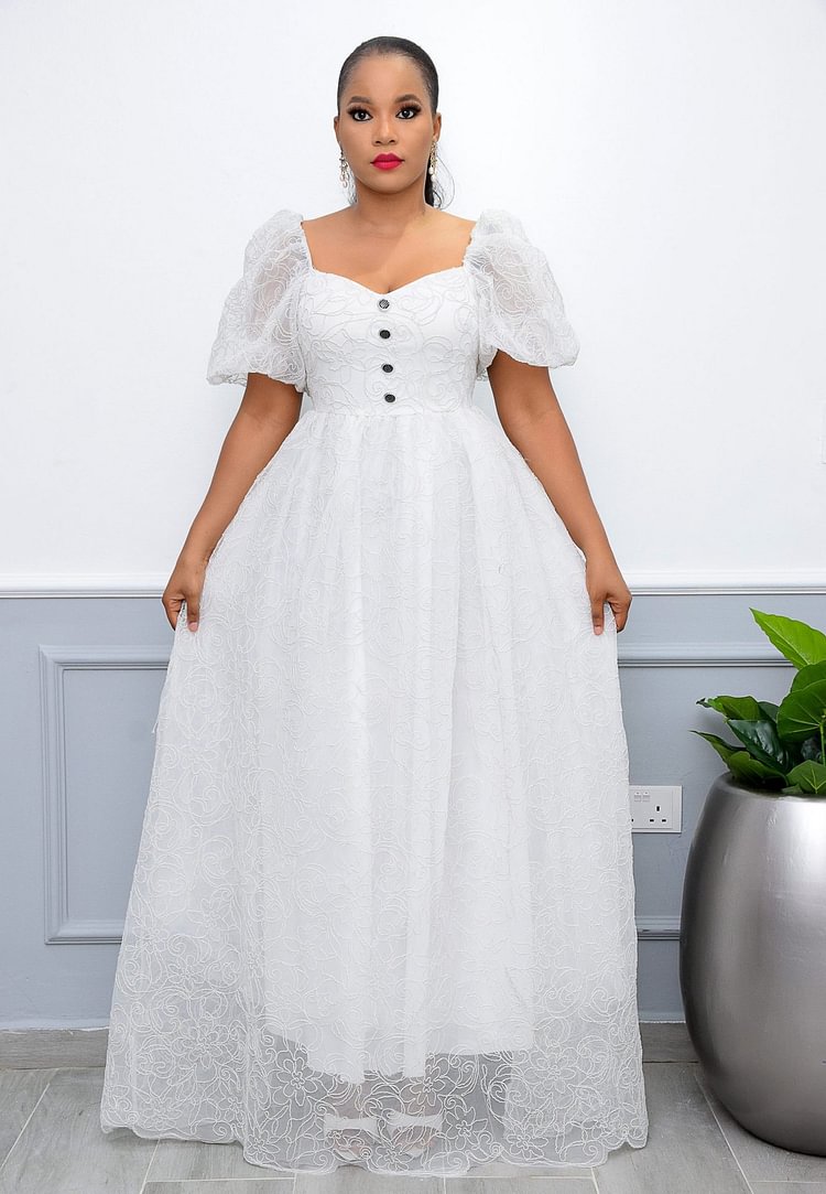 Embroidered long skirt plus size women's dress with high waist QueenFunky