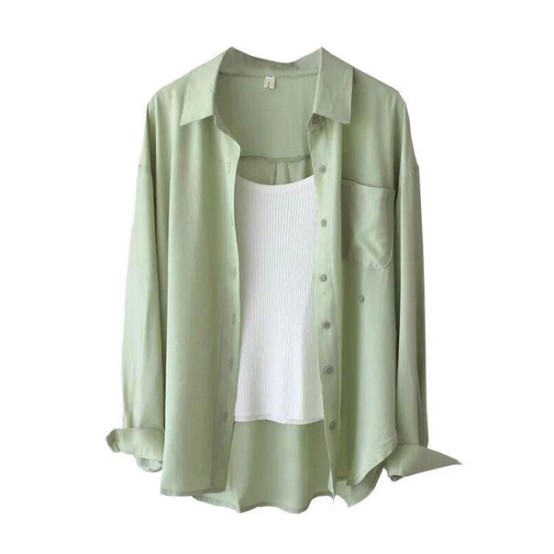 Uveng Uveng And Autumn Thin Shirt Outside The Women's Leisure Relaxed Long-Sleeved Chiffon Sunscreen Jacket 2025 Summer