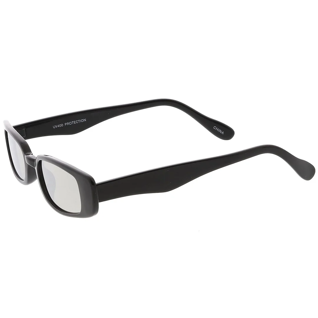 Extreme Thin Small Rectangle glasses Mirrored Lens 49mm