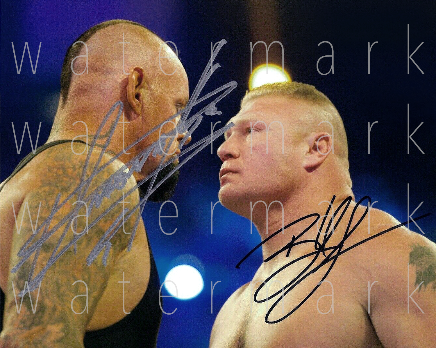 WWE Brock Lesnar & Undertaker signed 8X10 Photo Poster painting picture poster autograph RP