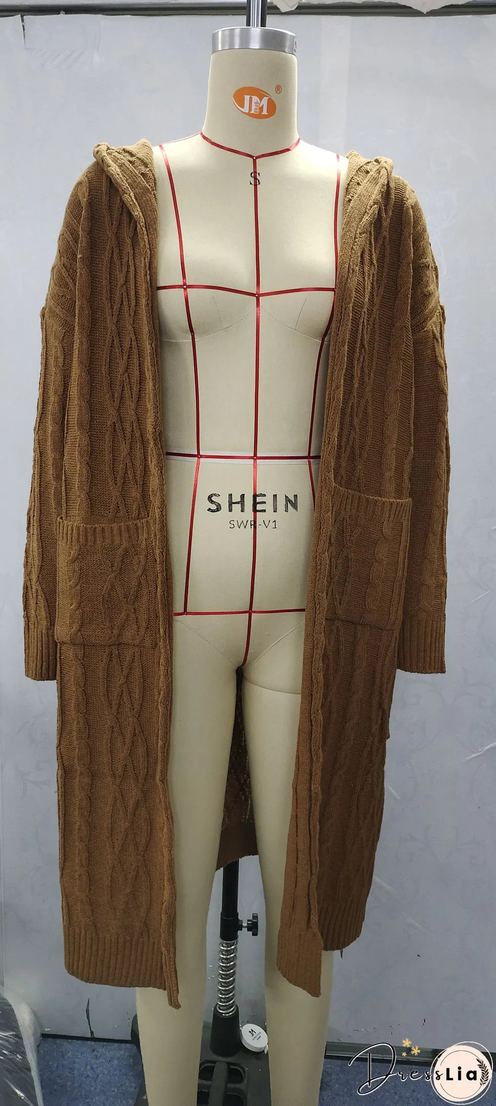 Hooded Solid Knitted Long Cardigan Twist Sweater Coat