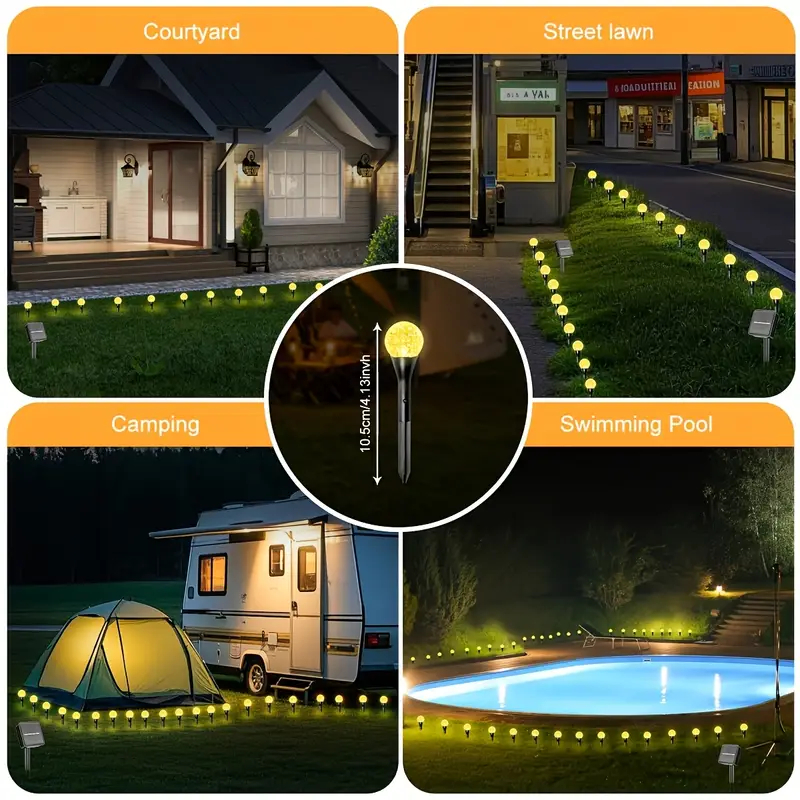 Tegooe Solar Bubble Ball Pathway Stake Lights - Waterproof Garden Decoration