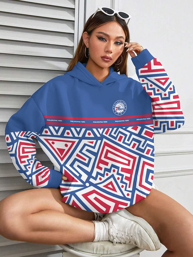 Philadelphia 76ers Printed Hooded Pocket Pullover Hoodie