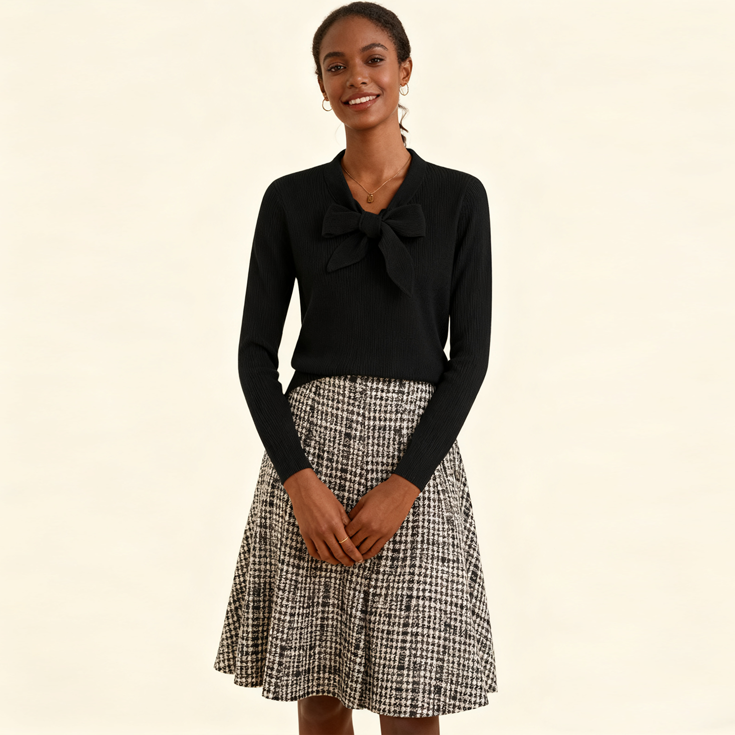 Tie Neck Cashmere Sweater For Women REAL SILK LIFE