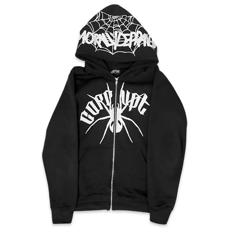 Sopula Corruptbysociety Spider Fleece-Lined Zipper Hoodie