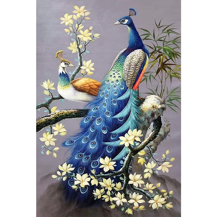 【DIY Brand】Peacock On Magnolia Branch 11CT Stamped Cross Stitch 40*60CM