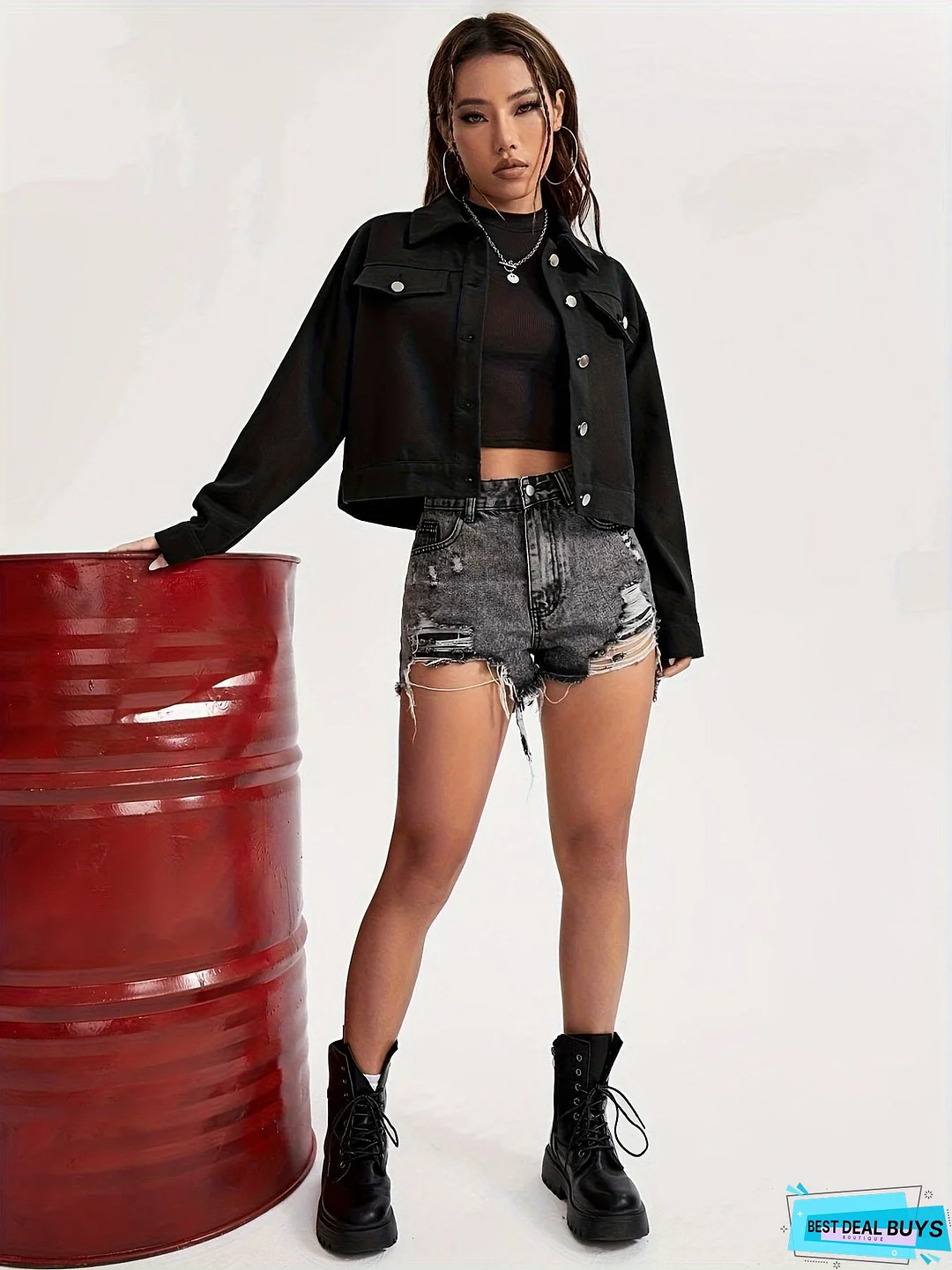 Halloween Skeleton Pattern Denim Coat, Long Sleeves Lapel Denim Jacket, Women's Denim Clothing