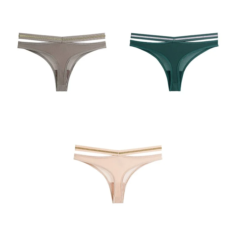 3pcs Seamless Underwear For Woman Sexy Thongs Women's Lingerie Bikini Sports Female Panties Ice Silk Woman Intimates BANNIROU