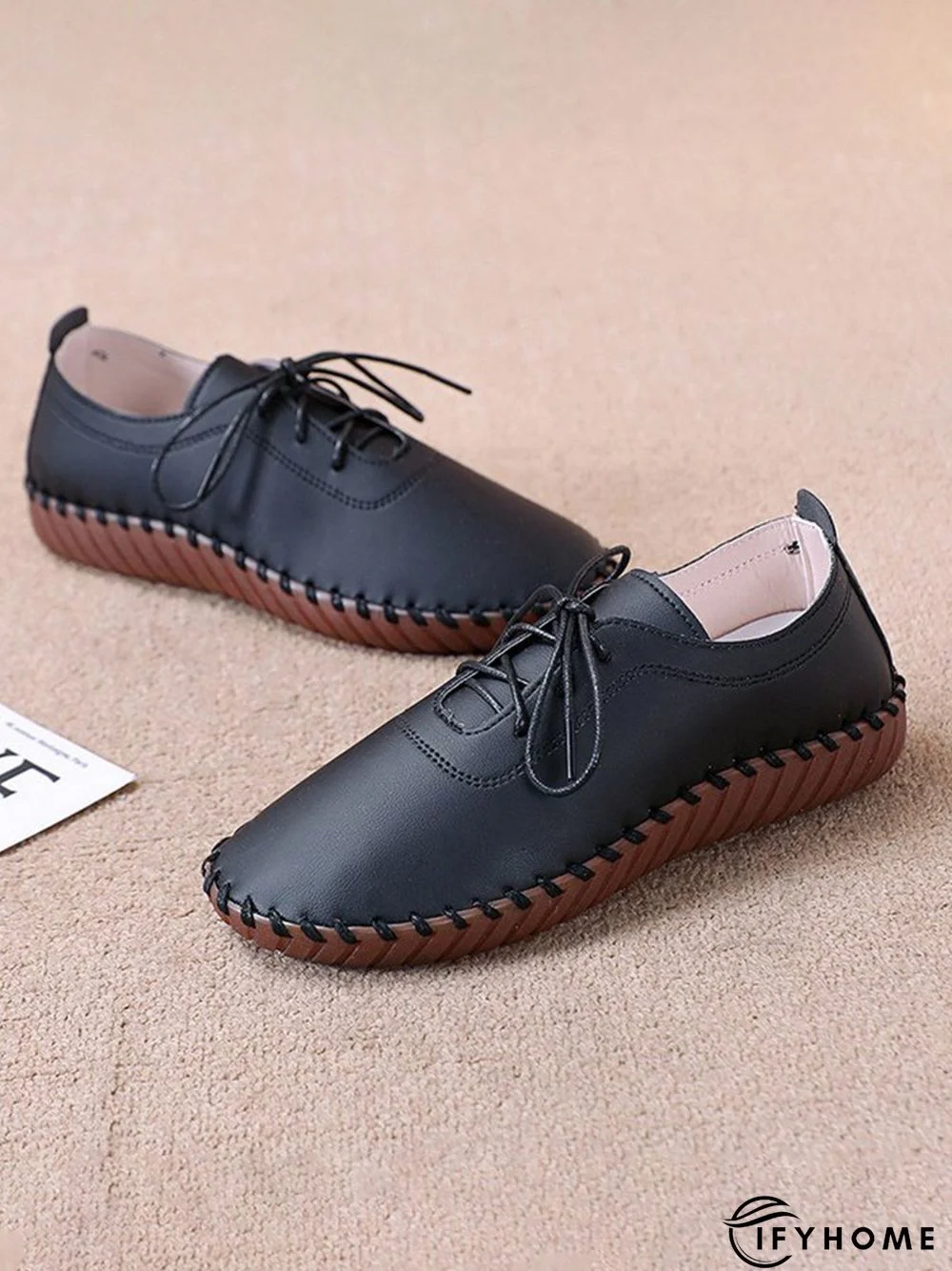 Casual Plain Lace-Up Flat Shoes | IFYHOME