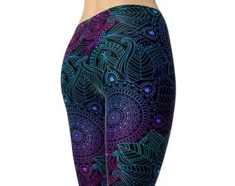 pornhint Pornhint Mandala Leggings for Women, mandala leggings, high waist leggings, workout leggings, Yoga Pants, Workout Leggings, printed leggings