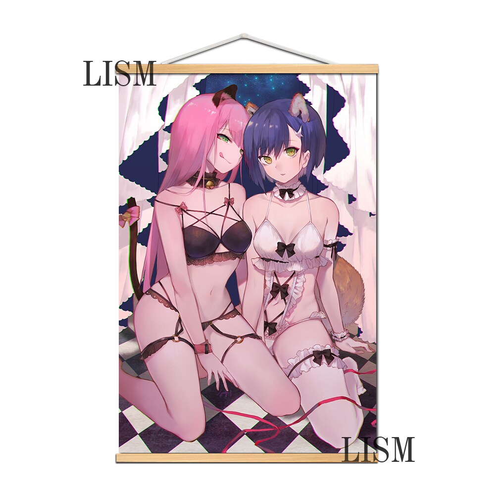 Darling In The FranXX Zero Two HD Print Anime Posters Canvas Painting Wall Decor Solid Wood Hanging Scroll for Home Decor