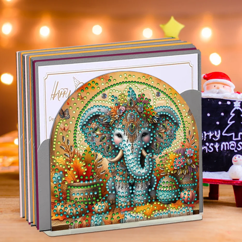 DIY Acrylic Elephant Diamond Painting Paper Towel Holder for Home Art Crafts