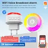 Wifi Sound and Light Alarm Sensor App Remote Control Plug-in Home Alarm 105dB Sounder Voice Broadcast Alarm for Vibration CO VOC PIR for Kids Garage Office
