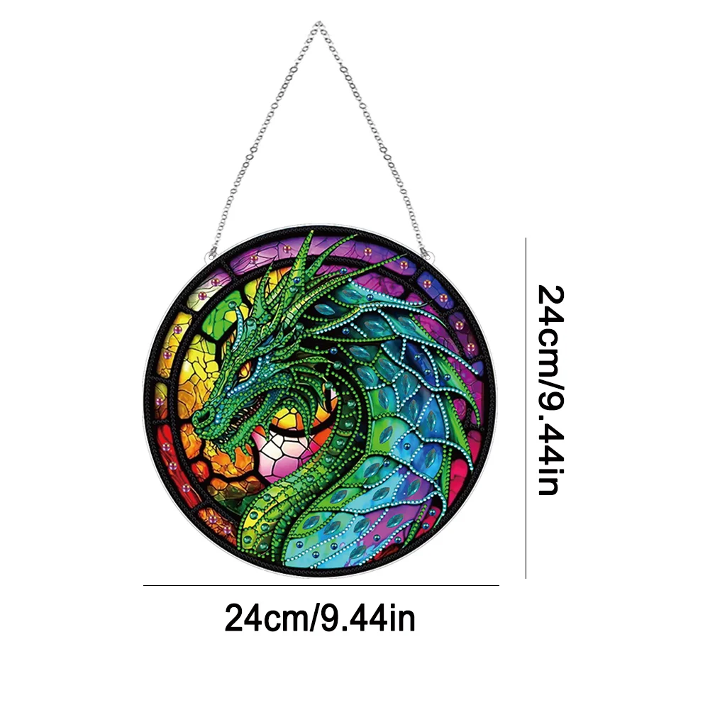 DIY Stained Glass Dragon Acrylic Special Shaped Hanging Diamond Painting Art Pendant Suncatcher Home Windows Decor 