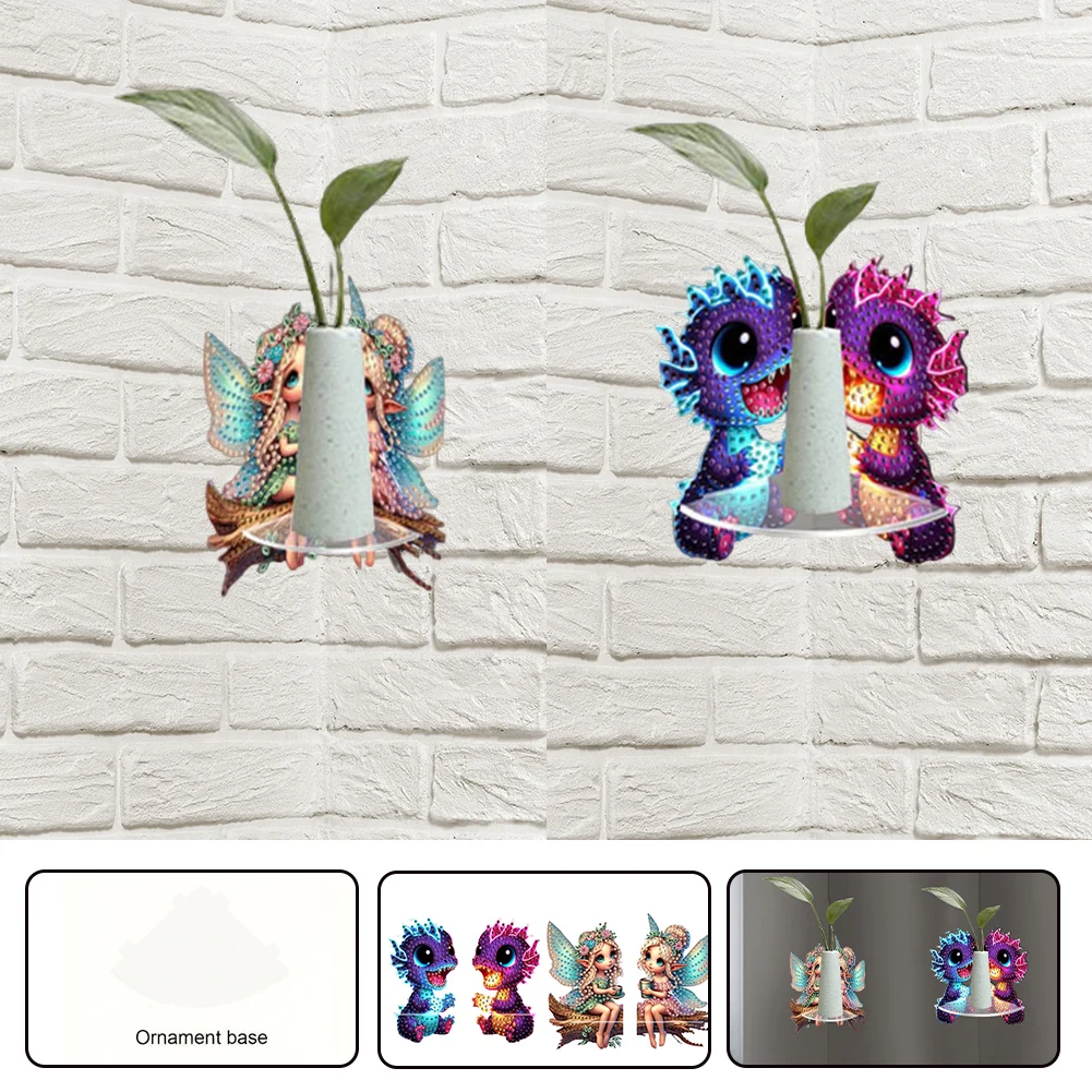 2pcs 2D Flat DIY Diamond Art Pendant DIY Home Decor Hanging Charm Decor (Fairy)