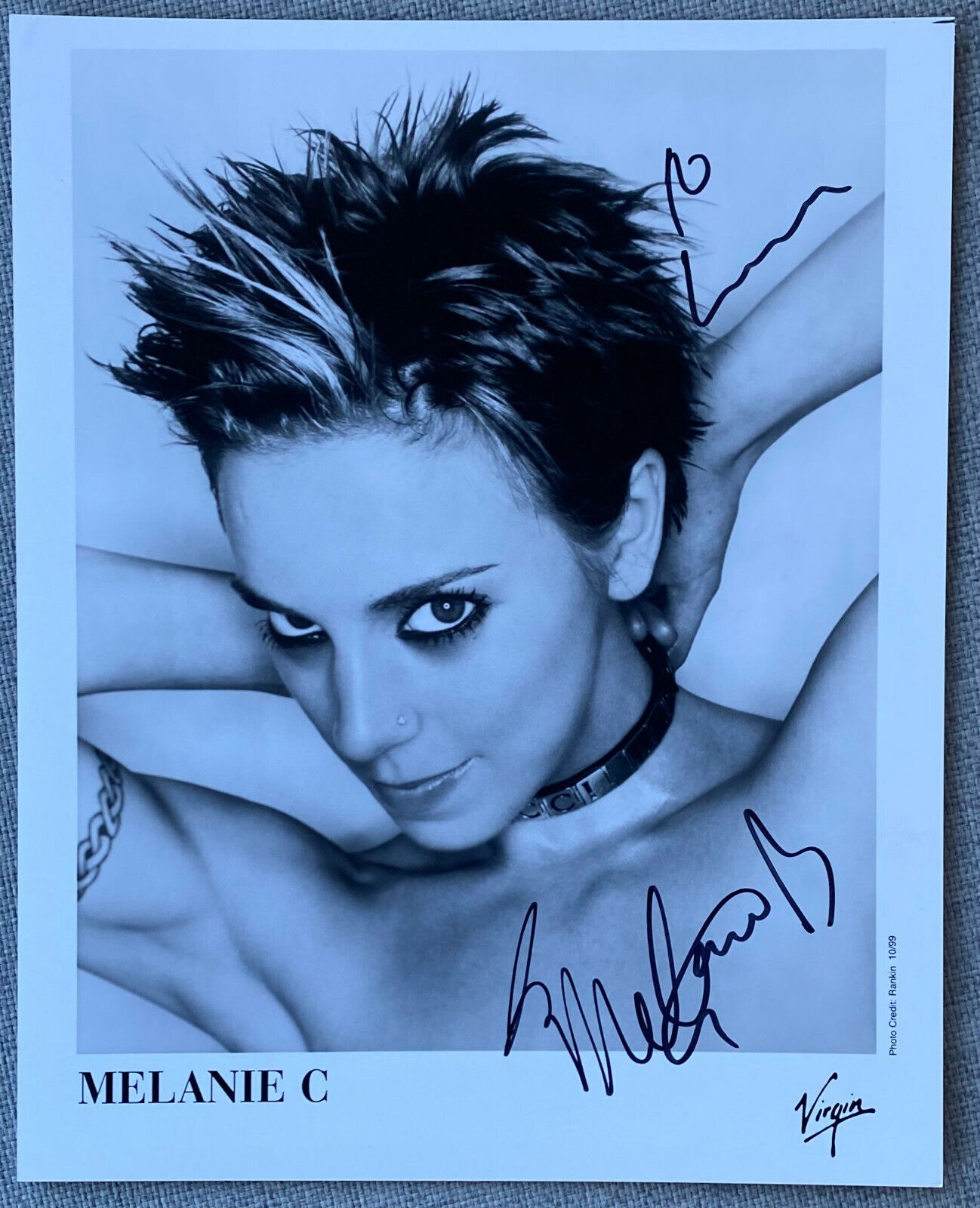 Sporty Spice Melanie C Signed B&W RARE 8x10 Promo Press Photo Poster painting - Spice Girls