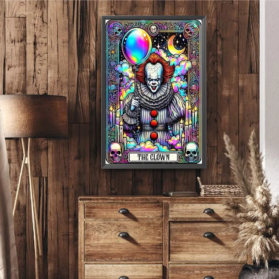 Clown Full DIY 5D Round Drill Diamond Paintings Picture Arts Craft for Adults/Beginners Gift Idea Home Wall Decor Diamond Crystal Rhinestones Painting Kits 15.75x23.62in