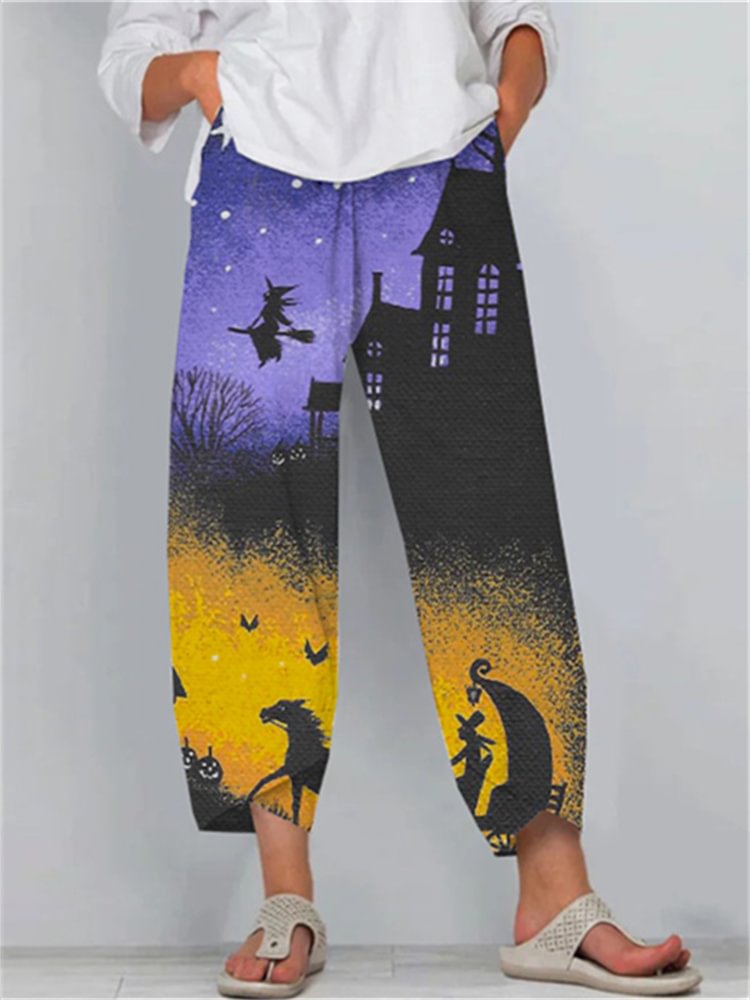Mystery of Halloween Cropped Casual Pants