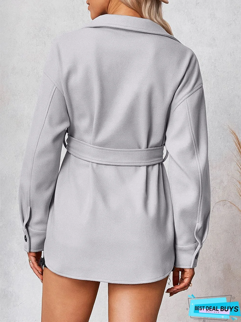 Solid Color Stylish Lace-Up Coat For Women