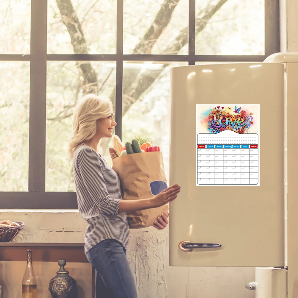 LOVE DIY Diamond Painting Fridge Stickers Calendar for Fridge Whiteboard