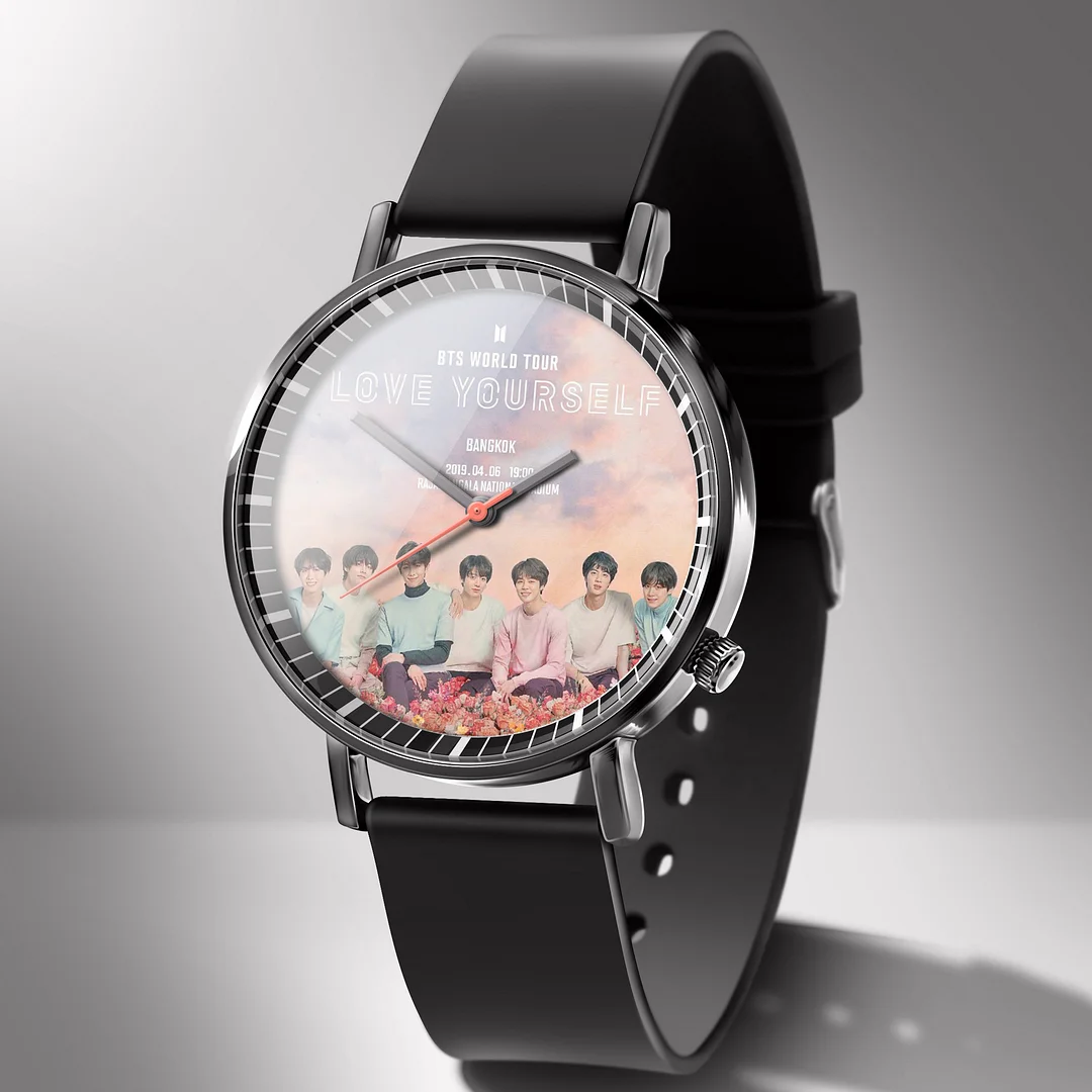 BTS Group Handsome Photo Stainless Steel Bracelet Watch