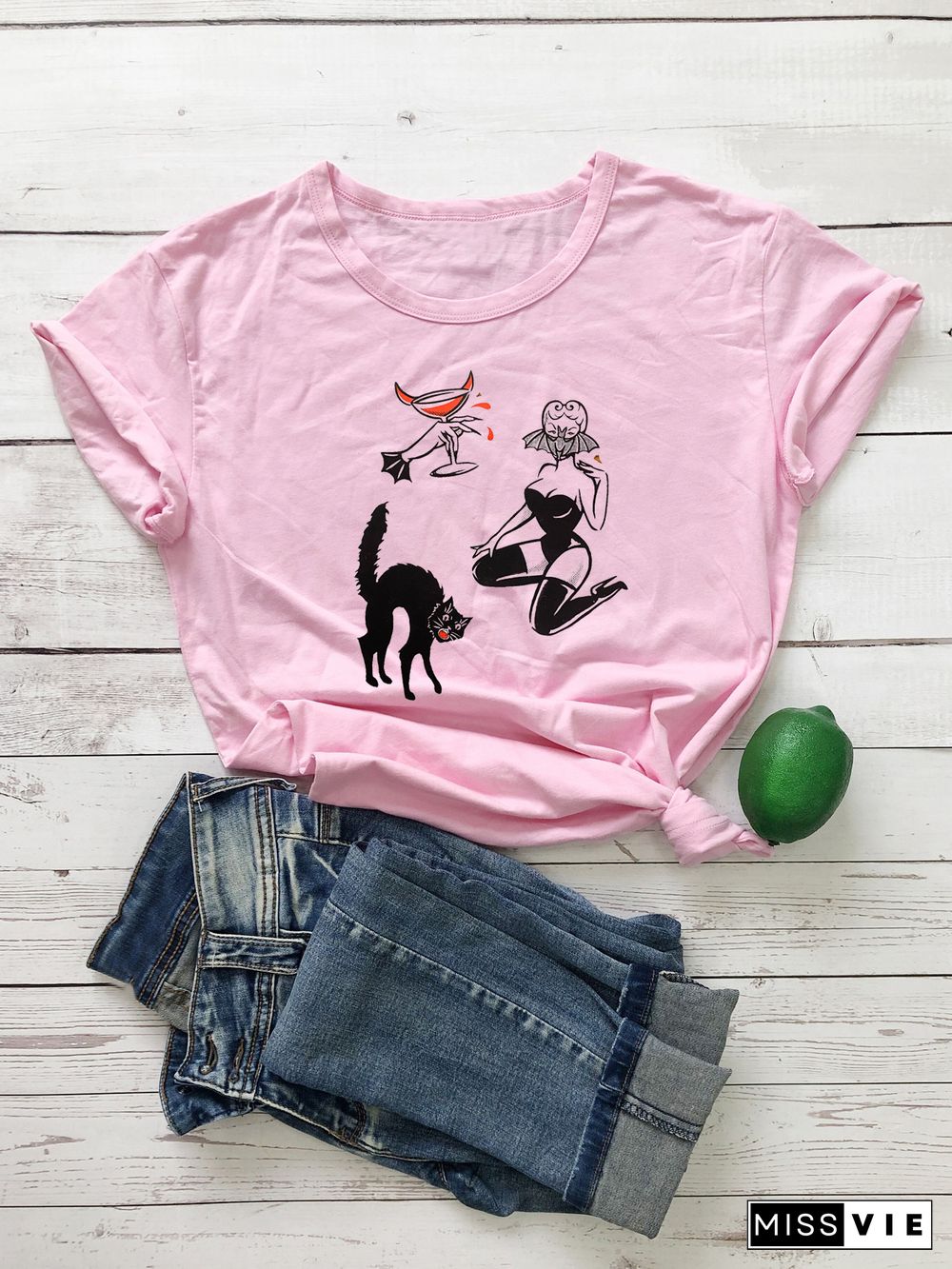 Colored BAT GHOUL RINGERGothic T-shirtWomen CottonFunnyStreetStyleGrungeGraphicCasual FashionUnisexTeeTopTshirt