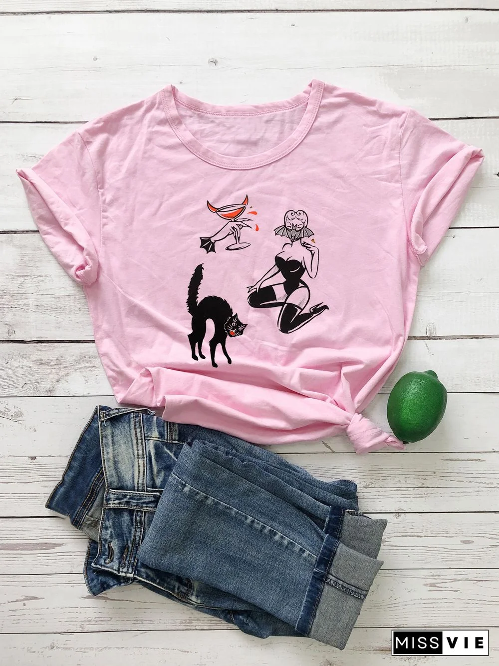 Colored BAT GHOUL RINGERGothic T-shirtWomen CottonFunnyStreetStyleGrungeGraphicCasual FashionUnisexTeeTopTshirt